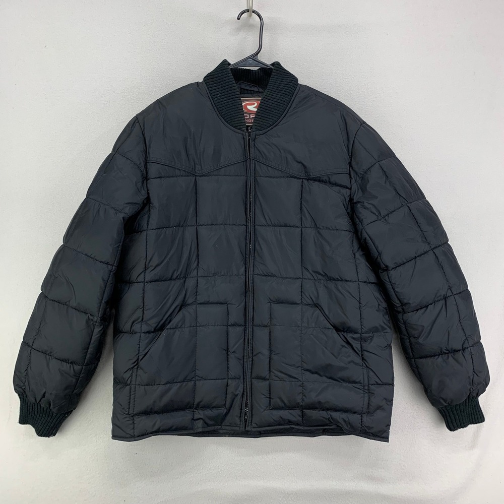 Roper Range Gear Bomber Jacket Mens Medium Black Quilted Insulated‎ Puffer Work